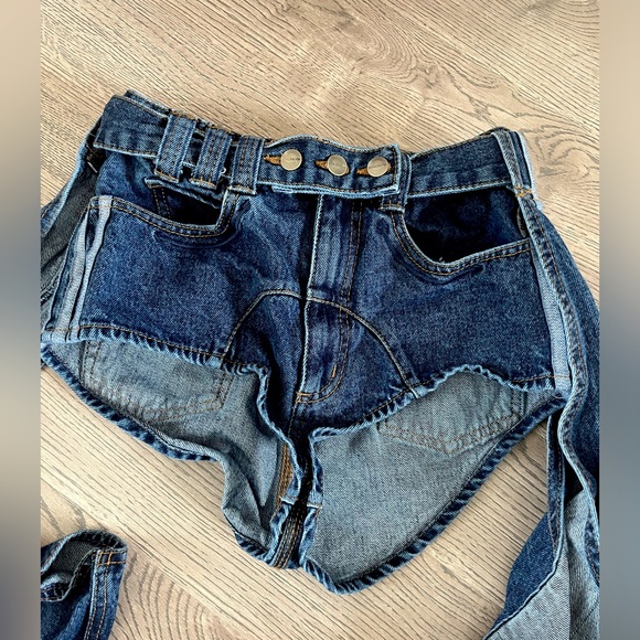 Adidas Originals Women's Dark Blue IVY PARK DENIM CHAPS & MICROSHORTS - Picture 5 of 10